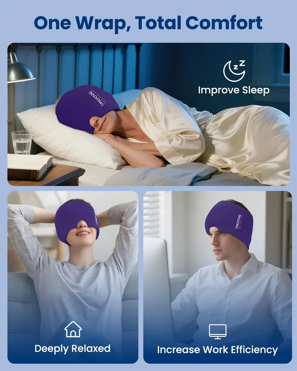 ONLYCARE Migraine Relief Cap 2 Pack | Odorless Gel Headache Relief Head Wrap - view 8