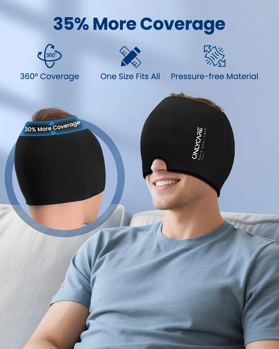 ONLYCARE Migraine Relief Cap 2 Pack | Odorless Gel Headache Relief Head Wrap - view 4