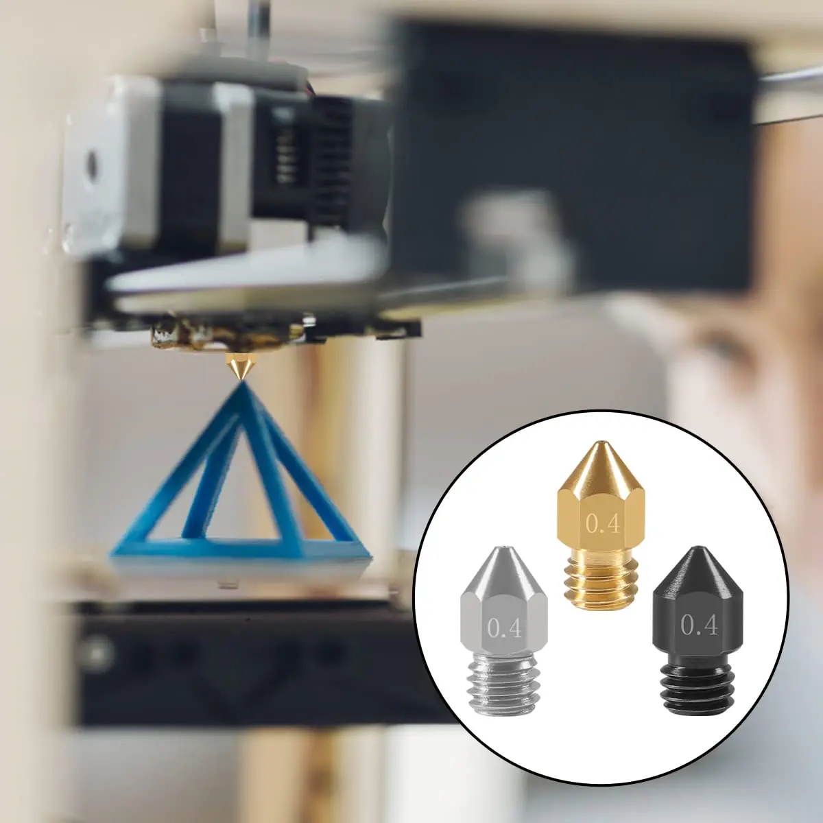 UMLIFE 20PCS 3D Printer Nozzles 0.4mm | Hardened Steel, Stainless & Brass, Compatible with Creality & Makerbot - view 6