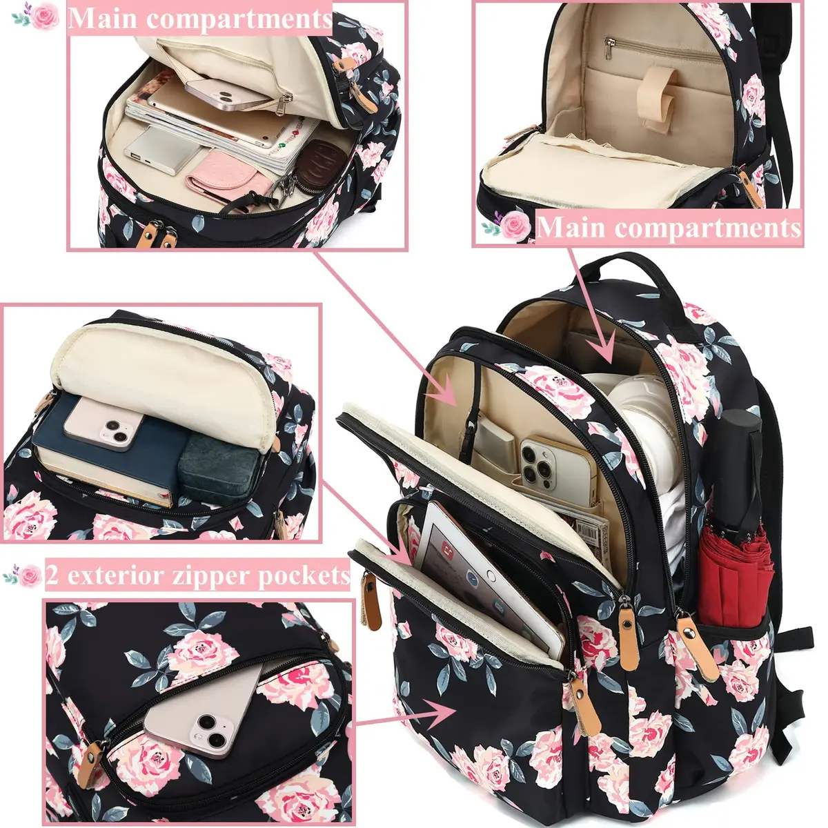 Leaper Comfortable Travel Backpack for Women - 17L (0.65kg) | Vintage Mermaid Print Daypack - view 5