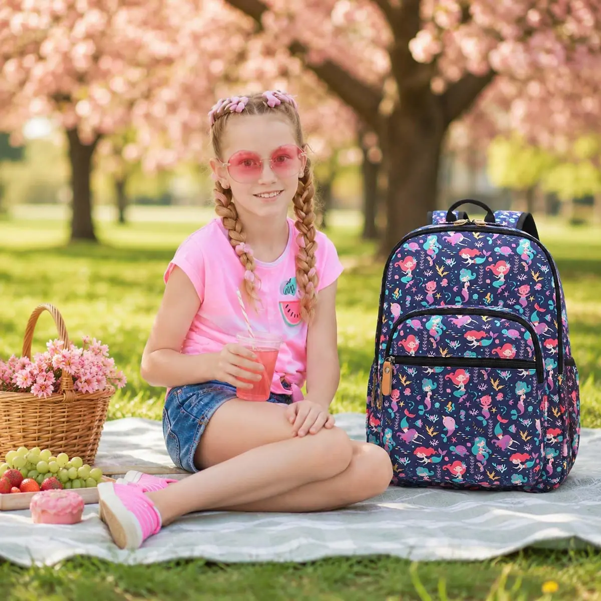 Leaper Comfortable Travel Backpack for Women - 17L (0.65kg) | Vintage Mermaid Print Daypack - view 7