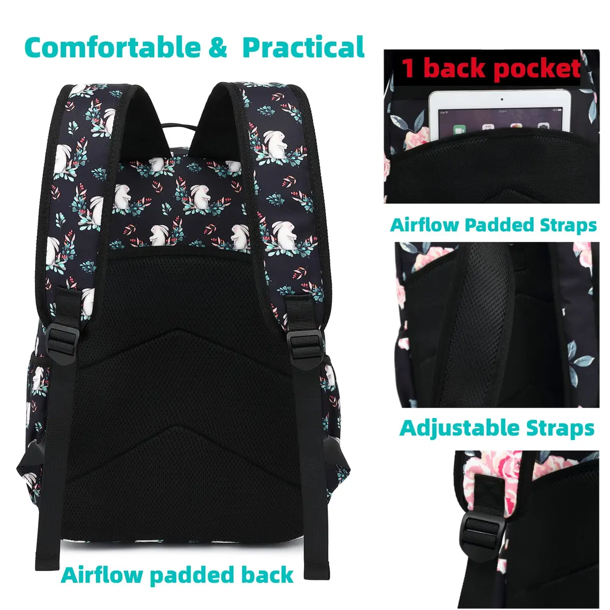 Leaper Comfortable Travel Backpack for Women - 17L (0.65kg) | Vintage Mermaid Print Daypack - view 3