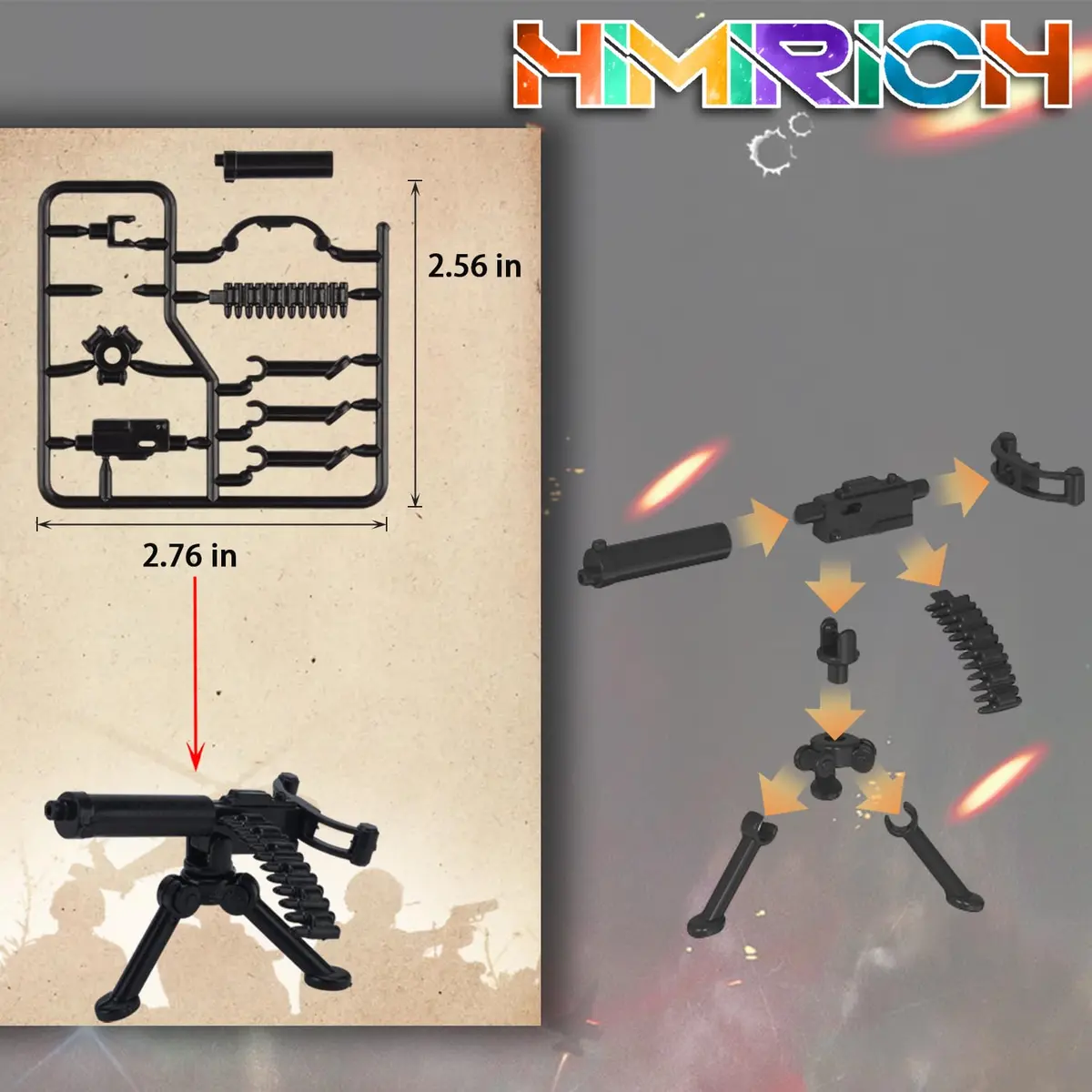 HIMIRICH Military Weapons Pack Building Blocks Model Set 25 PCS (13.0 cm x 6.7 cm x 1.9 cm) | ASTM-Tested Non-Toxic Toy - view 7