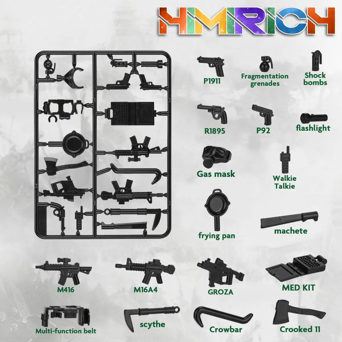 HIMIRICH Military Weapons Pack Building Blocks Set 38 PCS (1.5 oz) | ASTM-Tested Toy for Kids 3+ - view 3