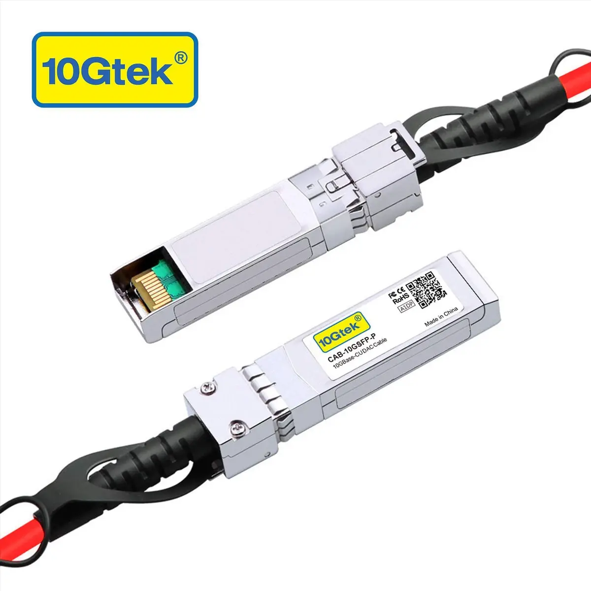 10Gtek Red 10Gbps SFP+ DAC Cable 5m (16.4ft) | Passive Copper Twinax for Cisco, Ubiquiti, Netgear - view 2