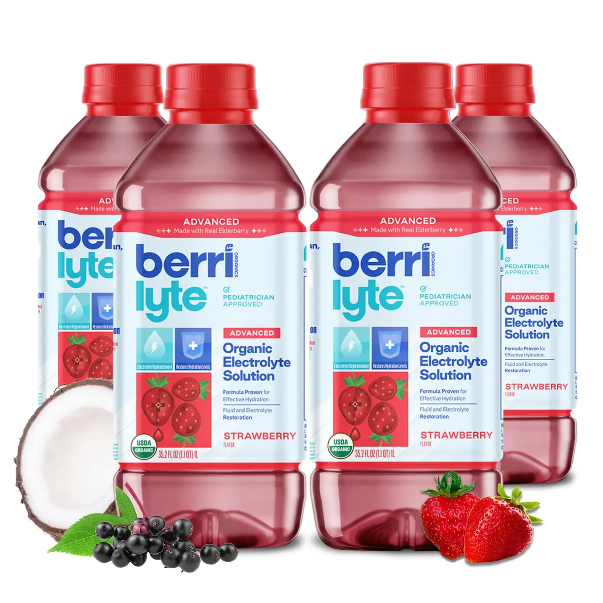 BERRILYTE Plant Based Organic Electrolyte Solution 1L | Pediatric Rehydration with Natural Electrolytes - main product image