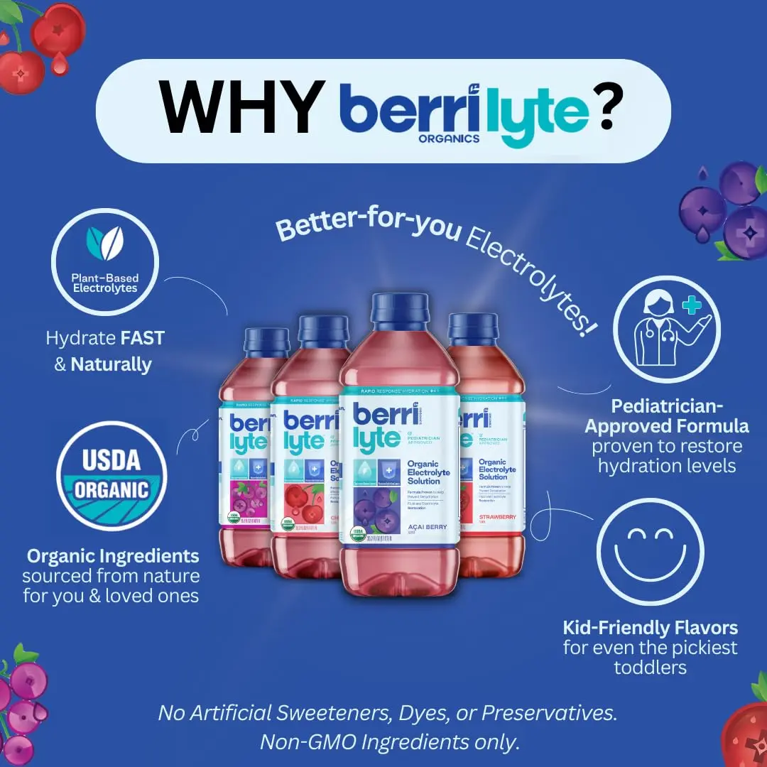 BERRILYTE Plant Based Organic Electrolyte Solution 1L | Pediatric Rehydration with Natural Electrolytes - view 5