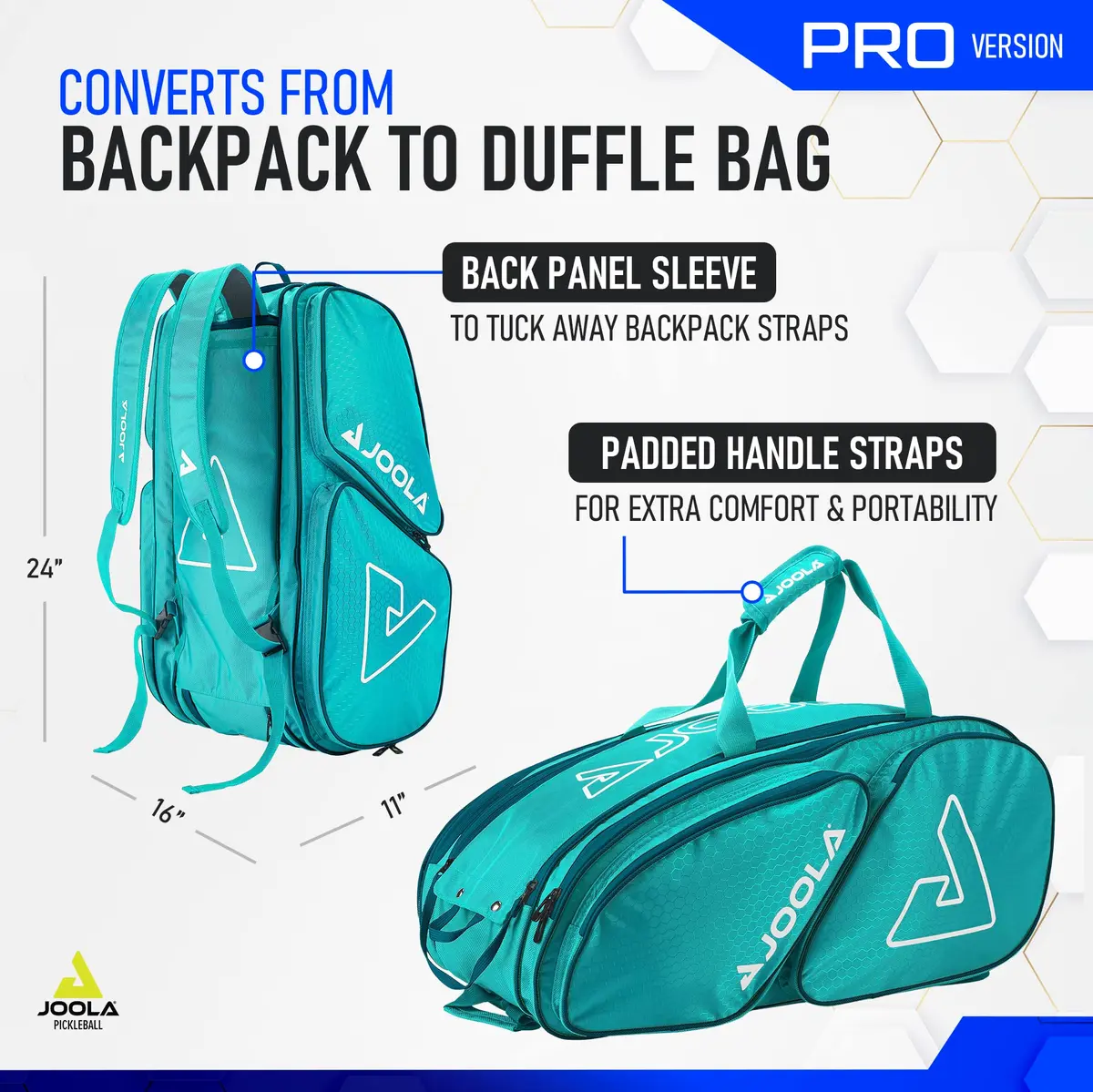 JOOLA Tour Elite Pro Pickleball Bag – Backpack & Duffle Bag for Paddles & Accessories, Thermal Insulated Pockets, Holds 4+ Paddles, Fence Hook - view 3