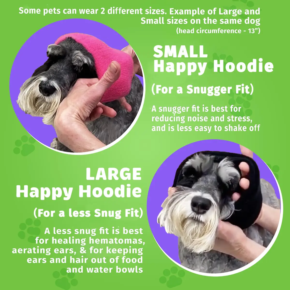 Zoni Pets Happy Hoodie Original Dog & Cat Calming Band, Black, X-Small (8 inch neck) - view 8