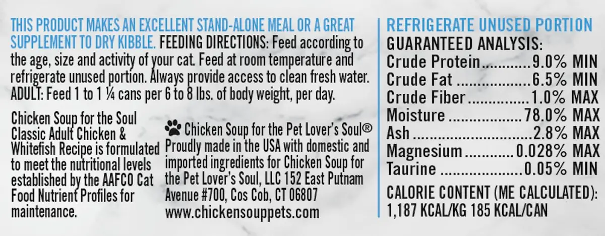 Chicken Soup for The Soul Adult Wet Cat Food Chicken & Whitefish 5.5oz | Real Meat First Ingredient, No By-Products - view 2