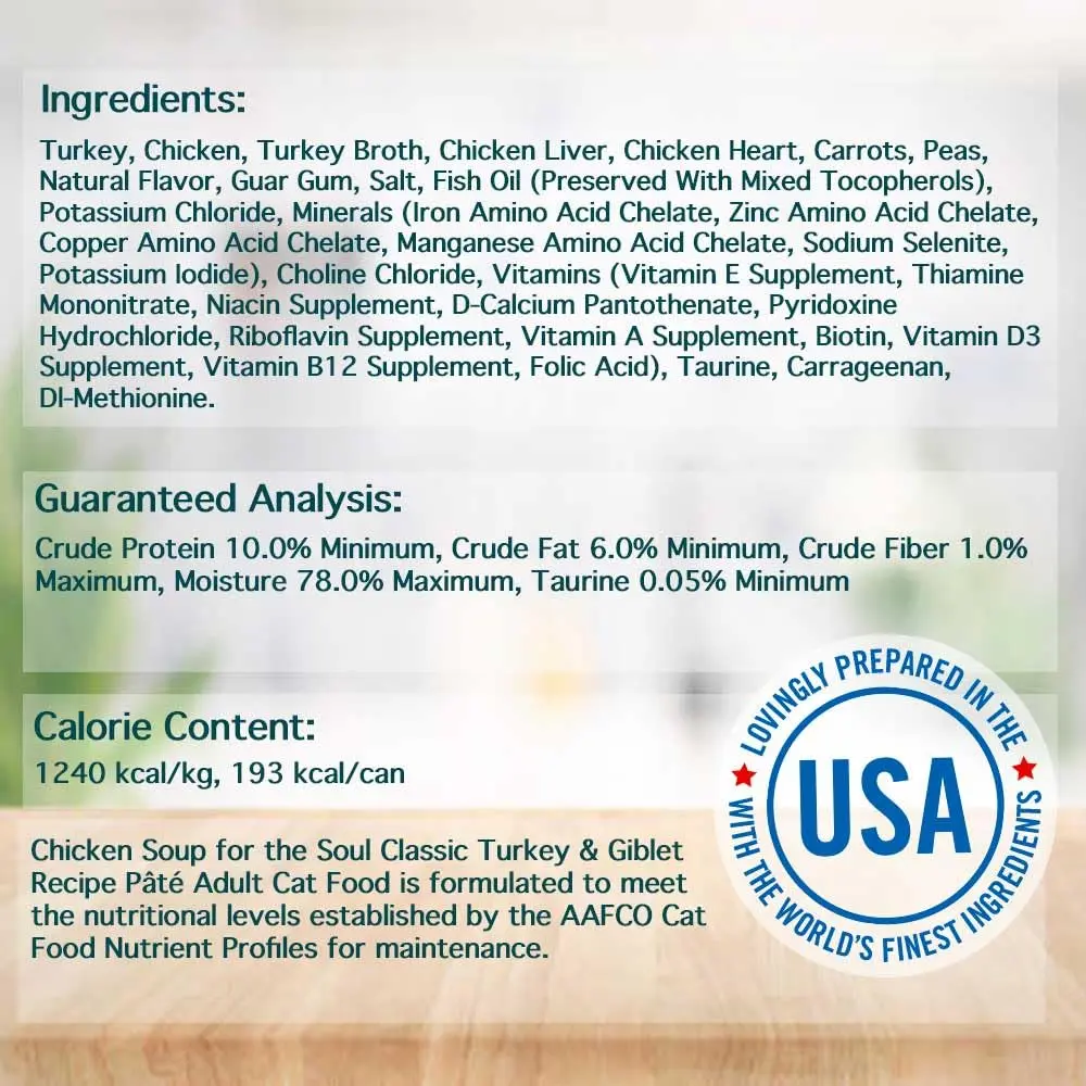 Chicken Soup for the Soul All Natural Premium Adult Wet Cat Food, Turkey & Giblet Pate, 5.5oz (Pack of 24) | Real Meat First Ingredient - view 3