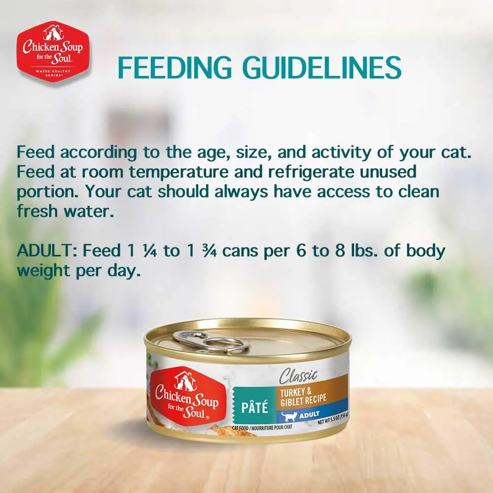 Chicken Soup for the Soul All Natural Premium Adult Wet Cat Food, Turkey & Giblet Pate, 5.5oz (Pack of 24) | Real Meat First Ingredient - view 4