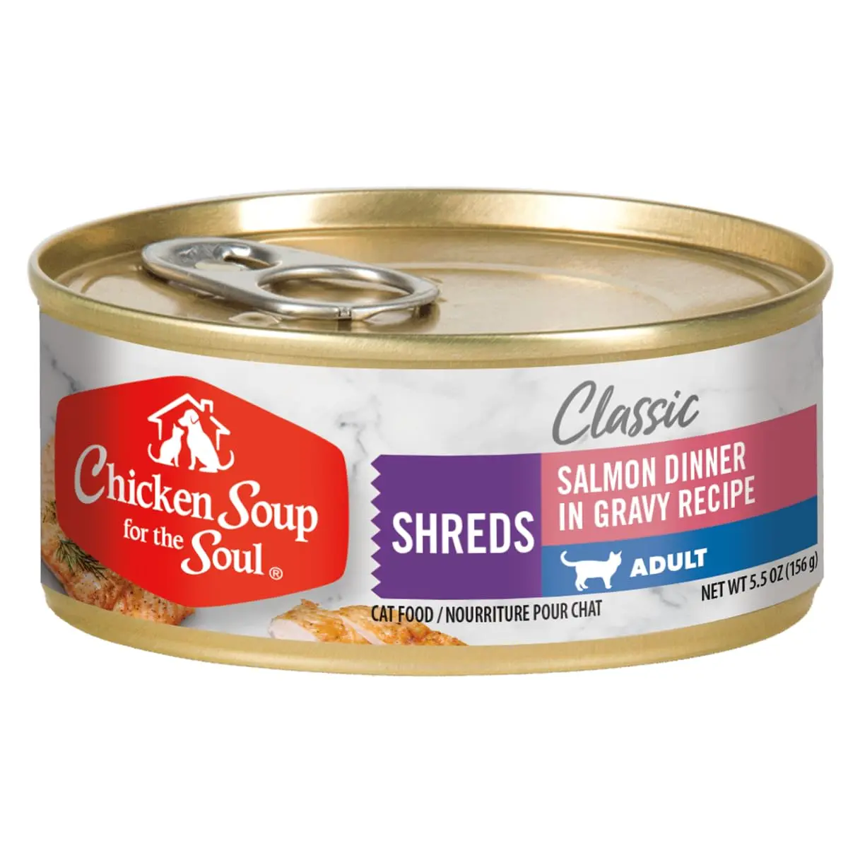Chicken Soup for the Soul All Natural Premium Adult Wet Cat Food, Salmon Shreds, 5.5oz (Pack of 24) | Real Meat First Ingredient - main product image