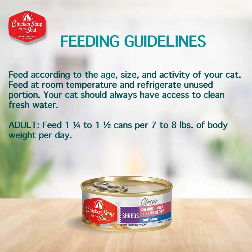Chicken Soup for the Soul All Natural Premium Adult Wet Cat Food, Salmon Shreds, 5.5oz (Pack of 24) | Real Meat First Ingredient - view 4