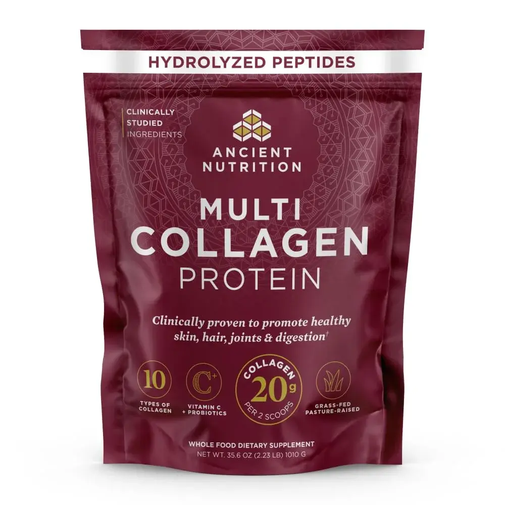 Ancient Nutrition Hydrolyzed Multi Collagen Peptides Powder Unflavored 100 Servings (35.6 oz / 1010 g) | Supports Skin, Nails, and Gut Health - main product image