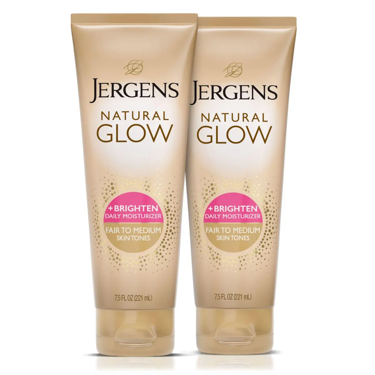 Jergens Natural Glow Self Tanner Body Lotion, Fair to Medium Skin Tone, 7.5 Oz (2x 15 Fl Oz) | Gradual Tan & Daily Moisturizer - main product image