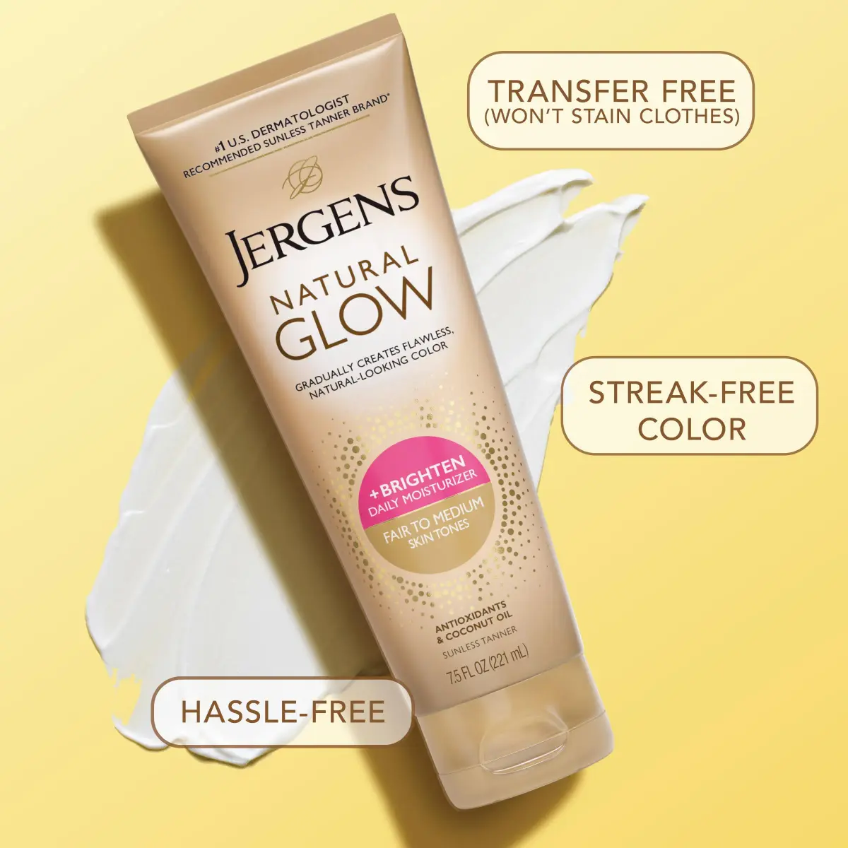 Jergens Natural Glow Self Tanner Body Lotion, Fair to Medium Skin Tone, 7.5 Oz (2x 15 Fl Oz) | Gradual Tan & Daily Moisturizer - view 6