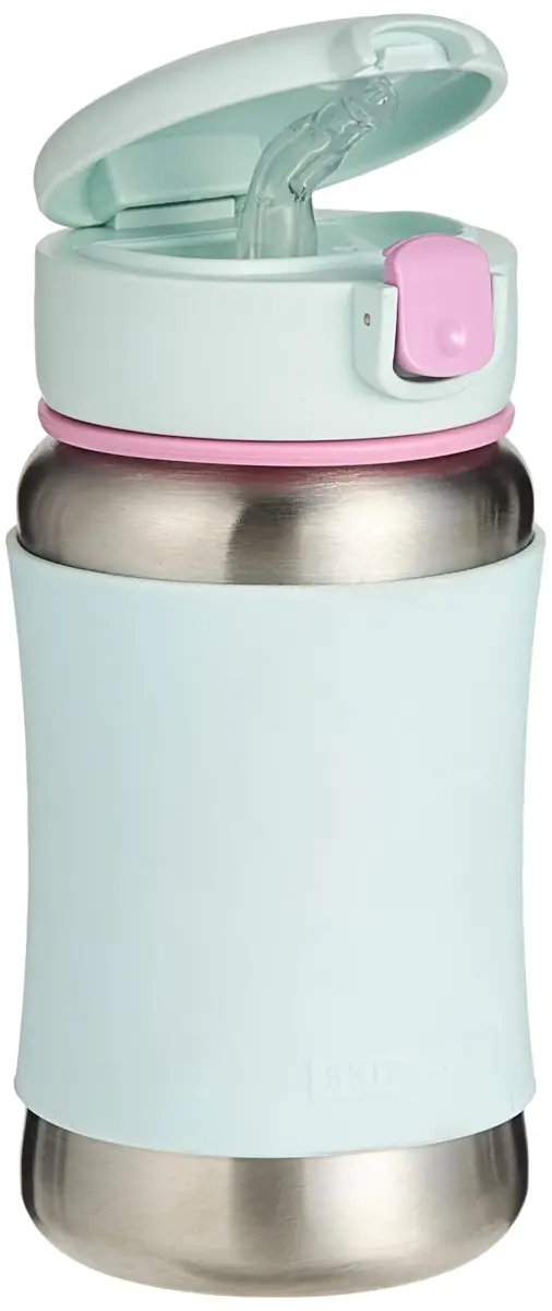 Skip Hop Zoo Ice Cream Stainless Steel Straw Bottle 350ml | Spill-Proof Toddler Cup - view 3