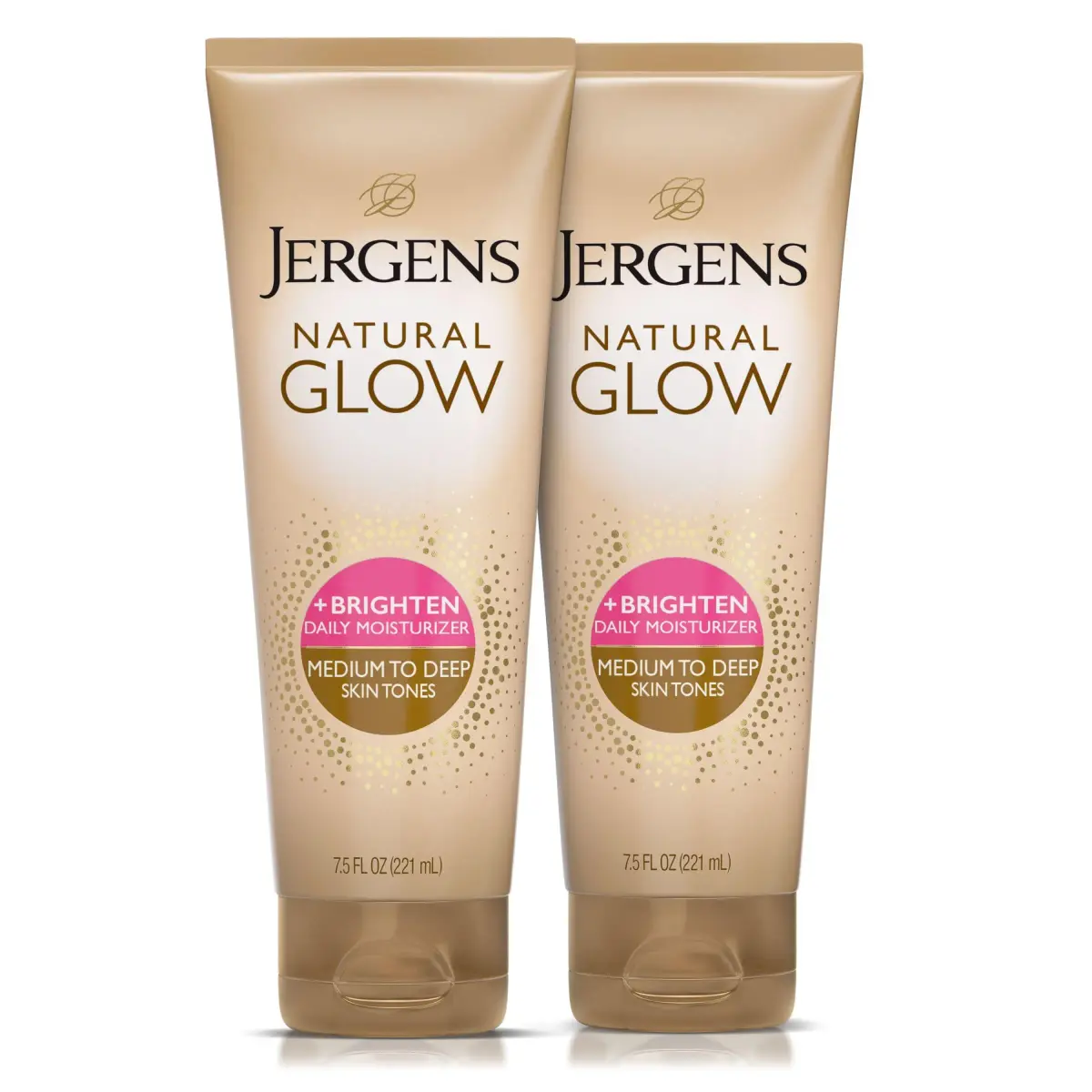 Jergens Natural Glow Self Tanner Body Lotion Medium to Deep Skin Tone 15 Fl Oz (7.5 Fl Oz Pack of 2) | Gradual Color Build - main product image