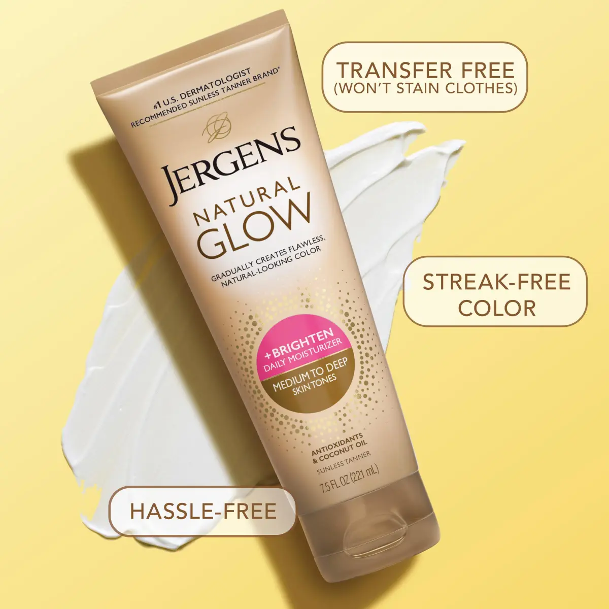 Jergens Natural Glow Self Tanner Body Lotion Medium to Deep Skin Tone 15 Fl Oz (7.5 Fl Oz Pack of 2) | Gradual Color Build - view 6