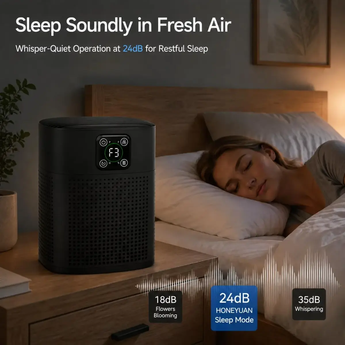 Honeyuan 2 Pack H13 HEPA Air Purifier with 360° Intake, 24dB Sleep Mode, 2190 sq ft Coverage | USA Import - view 5