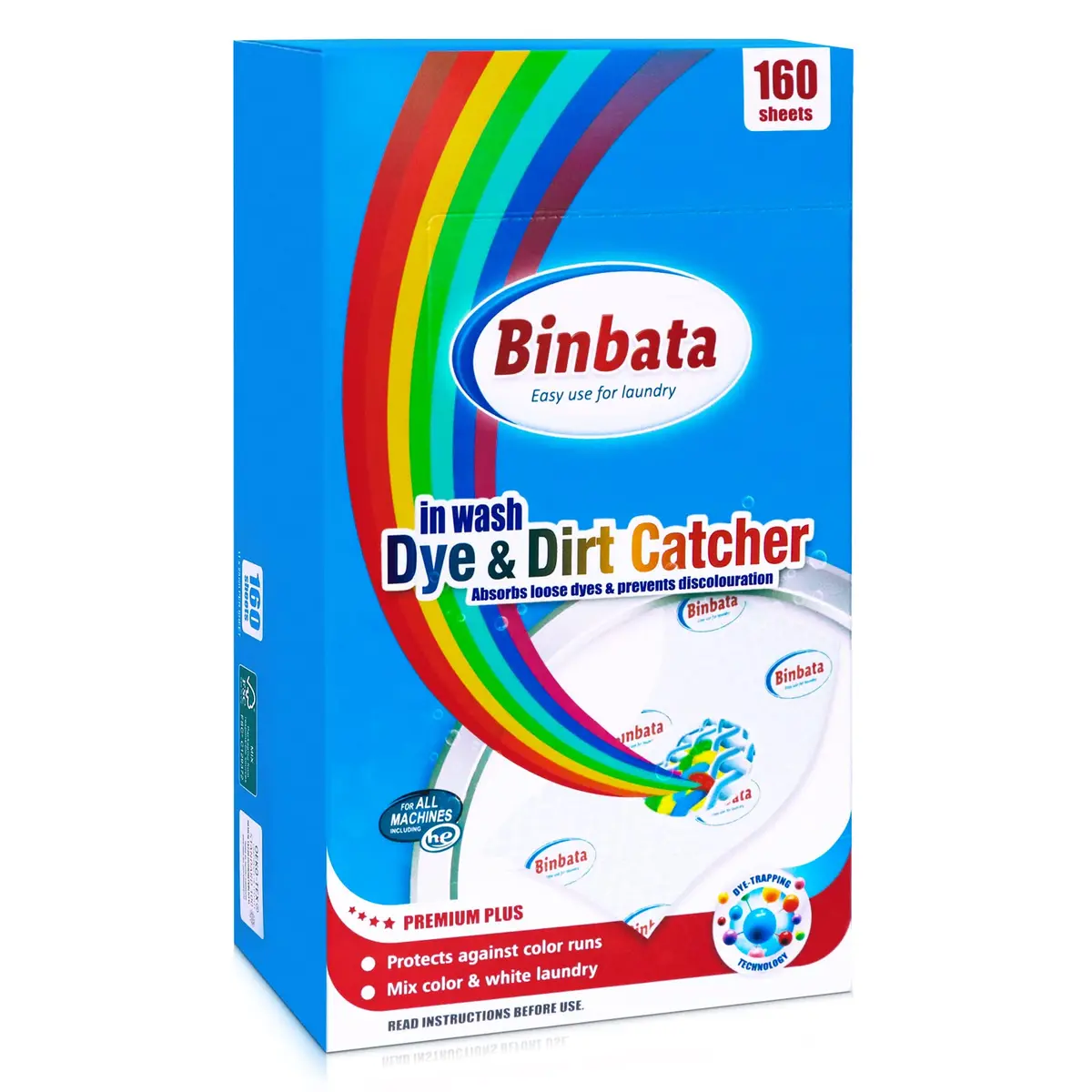 Binbata Color Grasper Laundry Sheets 160 Count | Dye Catcher Color Absorber for Mixed Loads - main product image