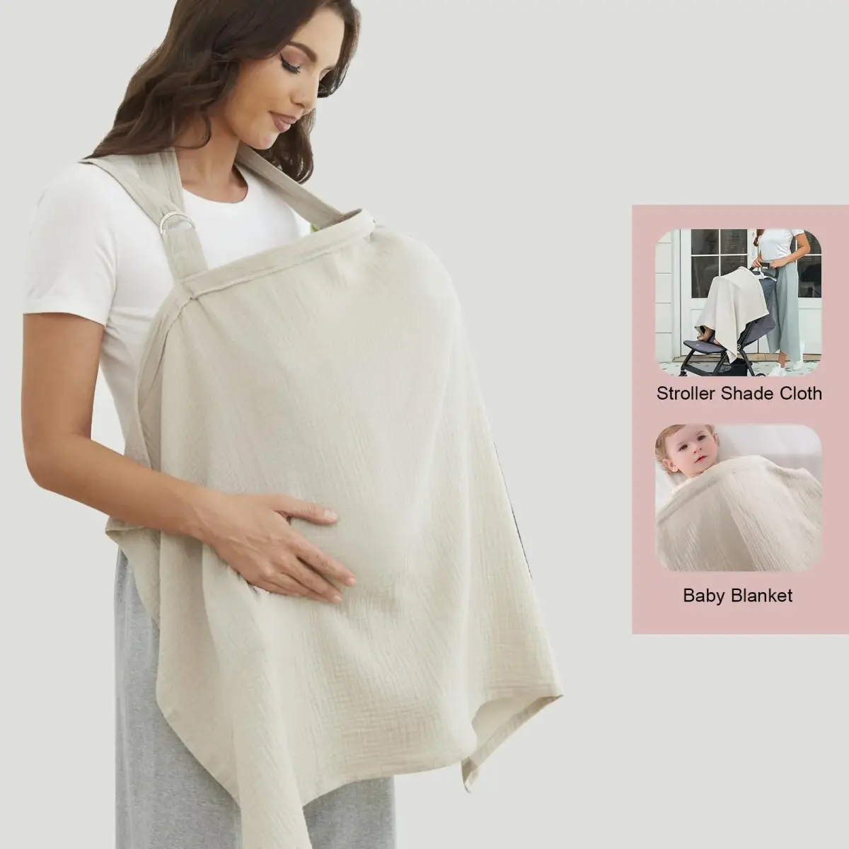 Zdolmy Muslin Nursing Cover for Breastfeeding 100cm x 70cm | Breathable 100% Cotton with Rigid Hoop - view 7