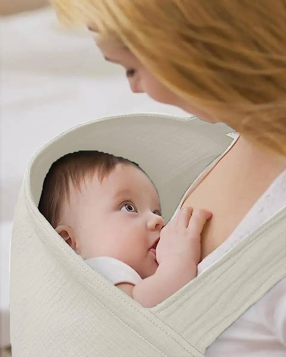 Zdolmy Muslin Nursing Cover for Breastfeeding 100cm x 70cm | Breathable 100% Cotton with Rigid Hoop - view 4
