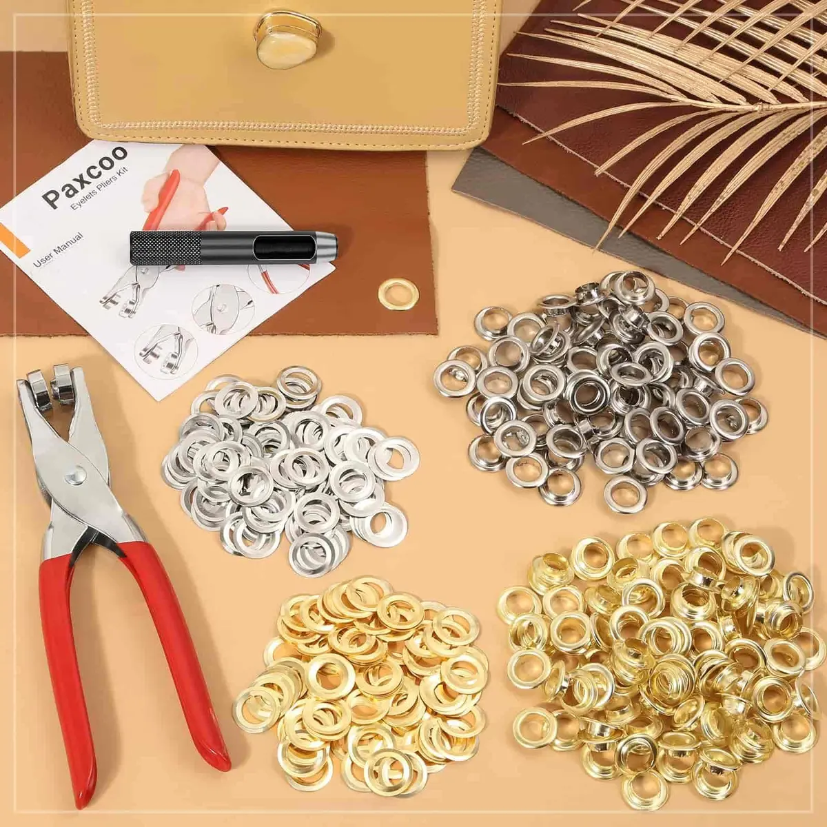 PAXCOO Grommet Tool Kit 1/2 Inch | Light Duty Eyelet Kit for Leather & Crafts - view 5
