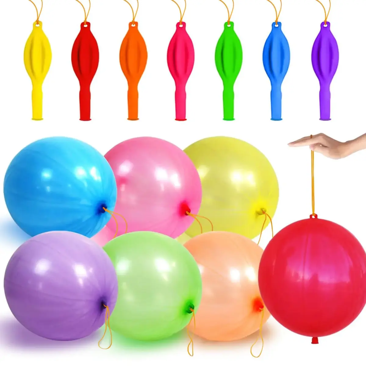 LEZZIZZ Thickened Neon Punch Balloons 41Pcs (1.18 kg) | Heavy Duty with Rubber Band Handle for Parties - main product image