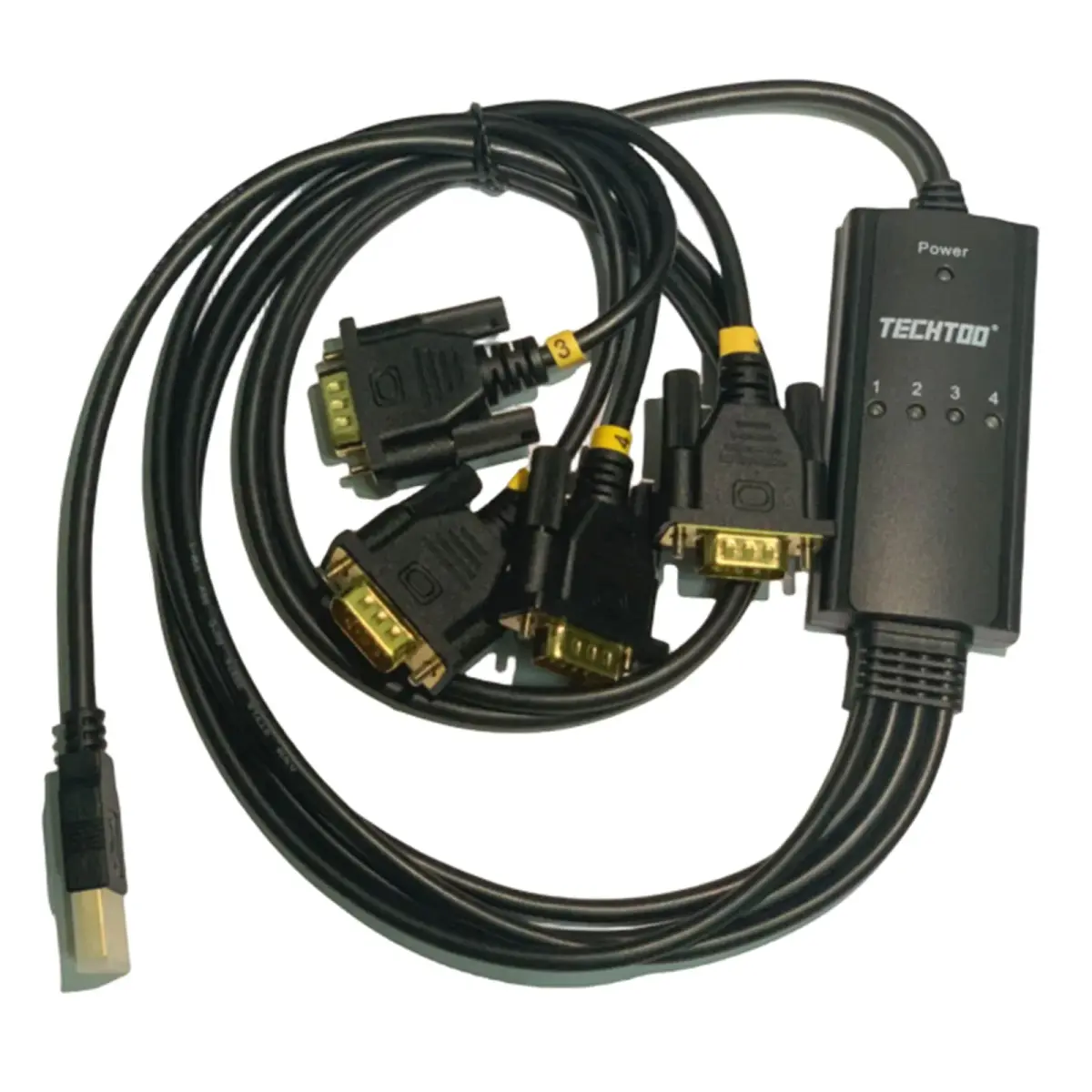 TECHTOO 4-Port USB to RS232 DB9 Serial Adapter Cable 1.5m (4.92ft) | Prolific Chipset - view 2
