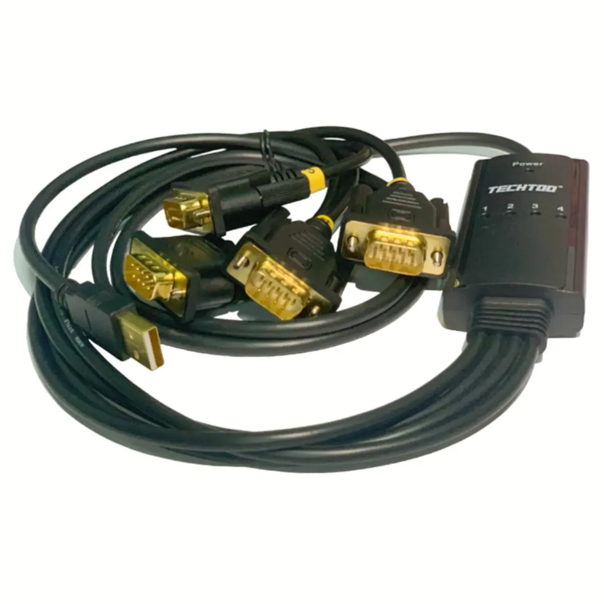 TECHTOO 4-Port USB to RS232 DB9 Serial Adapter Cable 1.5m (4.92ft) | Prolific Chipset - view 3