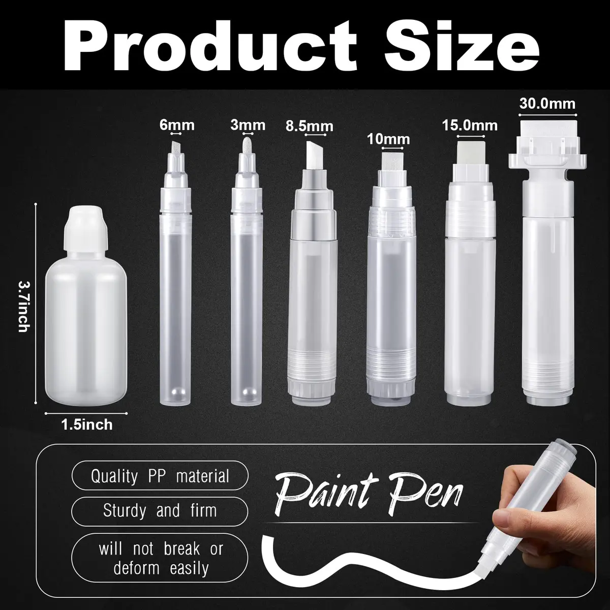 Kisston Refillable Paint Pen Set | 3-30mm Acrylic Markers for DIY & Art (70-120 chars) - view 2