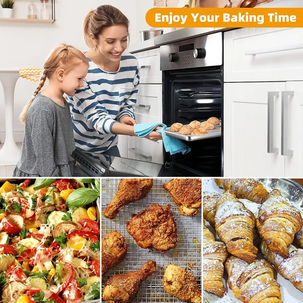 OPENICE Oven Air Fryer Basket and Tray Set 39.9cm x 29.5cm (15.7" x 11.6") | Stainless Steel Non-Stick Crisper Cooker - view 8