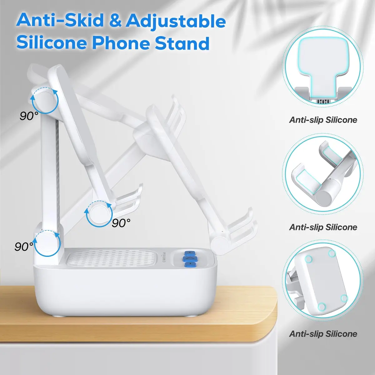 comiso Portable Bluetooth Speaker with Phone Stand, HD Stereo, Adjustable, White | 5W HD Surround Sound Speaker - view 2