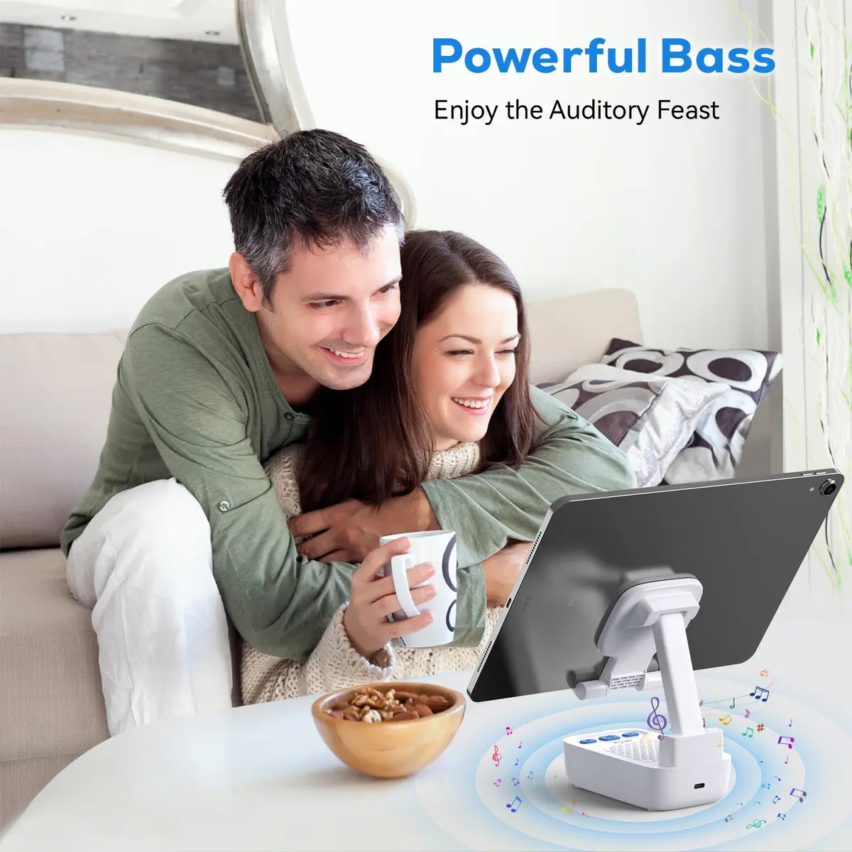 comiso Portable Bluetooth Speaker with Phone Stand, HD Stereo, Adjustable, White | 5W HD Surround Sound Speaker - view 4