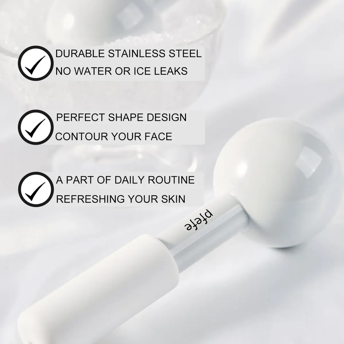 pfefe Stainless Steel Ice Globes for Face & Eyes, 2-Pack | Cools Skin, Reduces Puffiness & Wrinkles - view 2