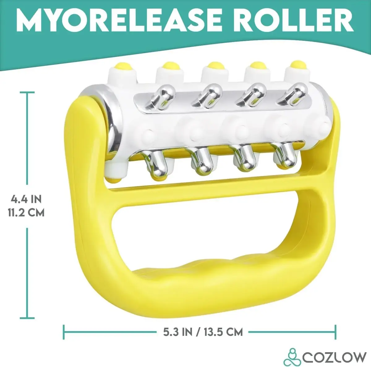 COZLOW MyoRelease Lymphatic Drainage Massager Yellow Handheld Massage Roller | Targets Soreness & Tension - view 7