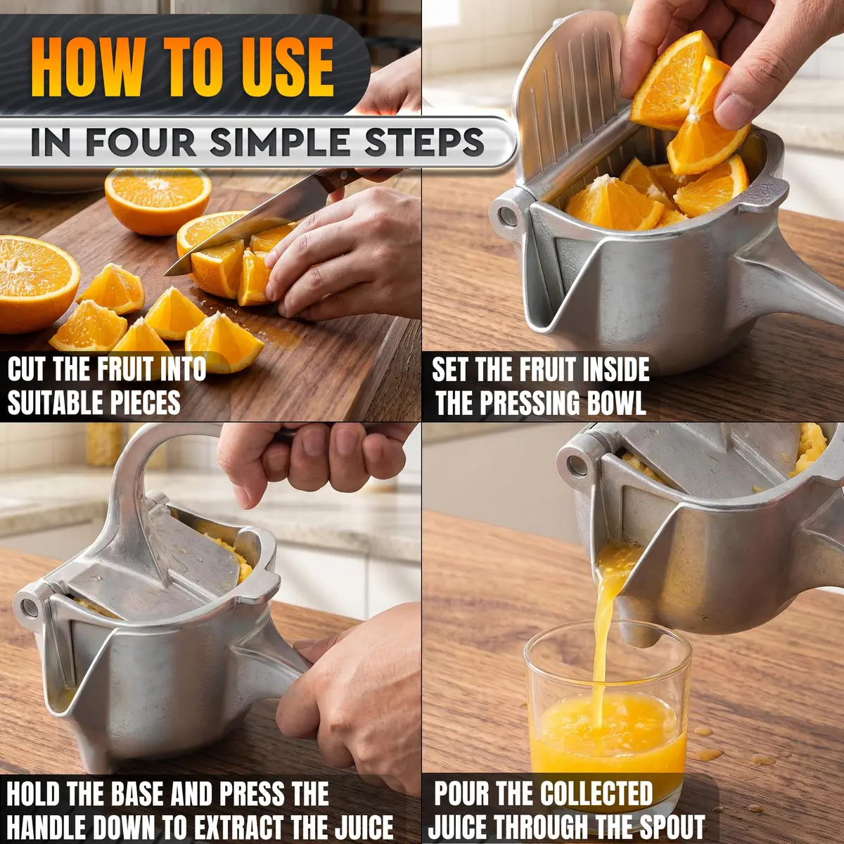 LEGLO Manual Citrus Juicer Squeezer 600ml (20 oz) Aluminum Bowl with Pour Spout | Easy Leverage for Lemons, Limes, Oranges - view 5