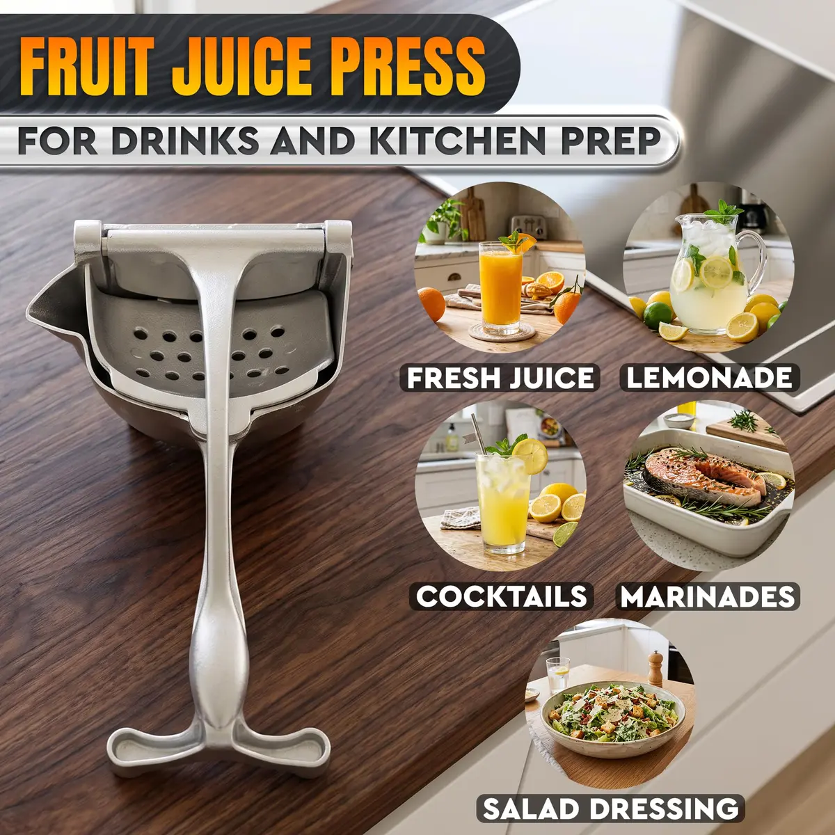 LEGLO Manual Citrus Juicer Squeezer 600ml (20 oz) Aluminum Bowl with Pour Spout | Easy Leverage for Lemons, Limes, Oranges - view 7