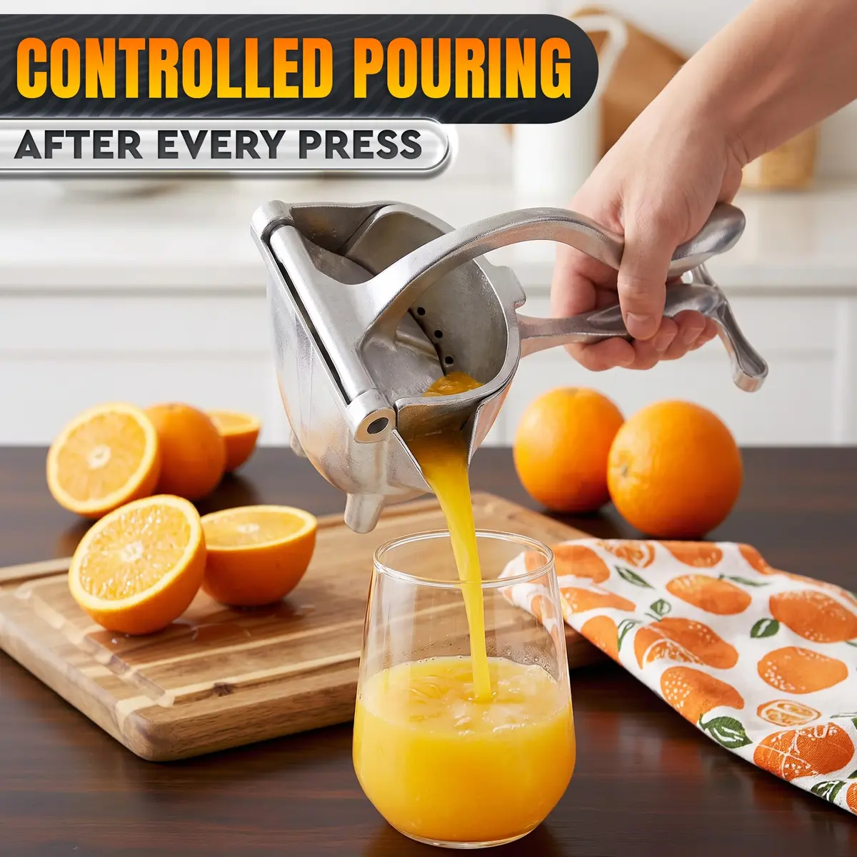 LEGLO Manual Citrus Juicer Squeezer 600ml (20 oz) Aluminum Bowl with Pour Spout | Easy Leverage for Lemons, Limes, Oranges - view 8