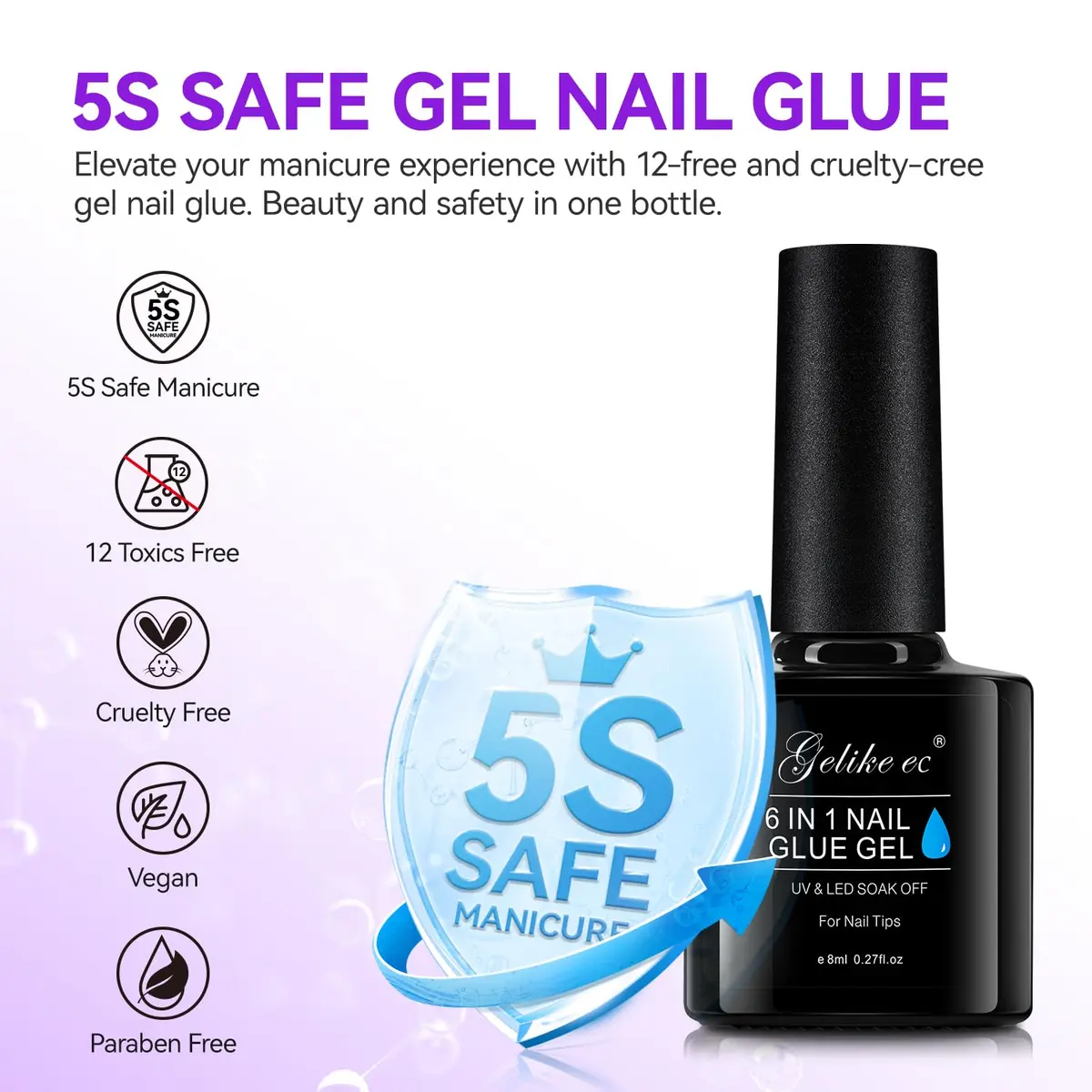 gelike ec Jelly Nail Glue Gel: Sheer Blush Pink Rubber Base for Natural Nails, 8ml (0.27 Fl Oz) | 6-in-1 Builder & Base Coat - view 8