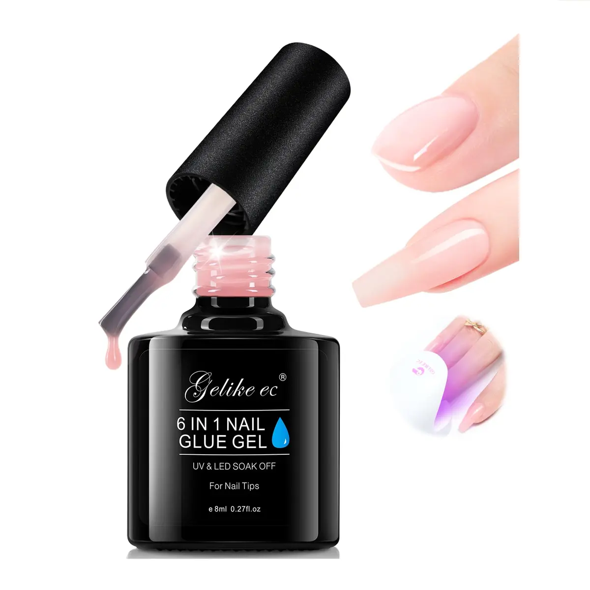 gelike ec 6-in-1 Jelly Builder Gel Nail Glue Nude Pink 60ml (2 Fl Oz) | Apex Building & Short Extension with UV/LED Cure - main product image