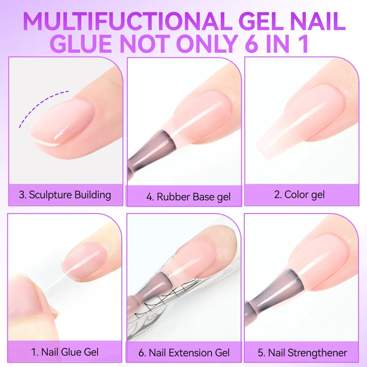 gelike ec 6-in-1 Jelly Builder Gel Nail Glue Nude Pink 60ml (2 Fl Oz) | Apex Building & Short Extension with UV/LED Cure - view 2