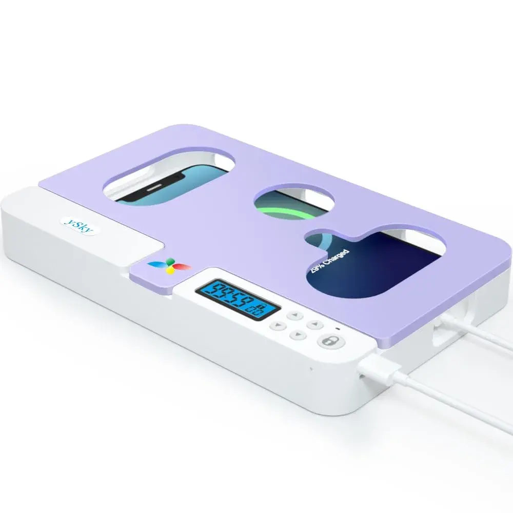 ySky Portable Phone Lock Box with Timer, Purple | 18.3cm (7.2in) Internal Size - main product image