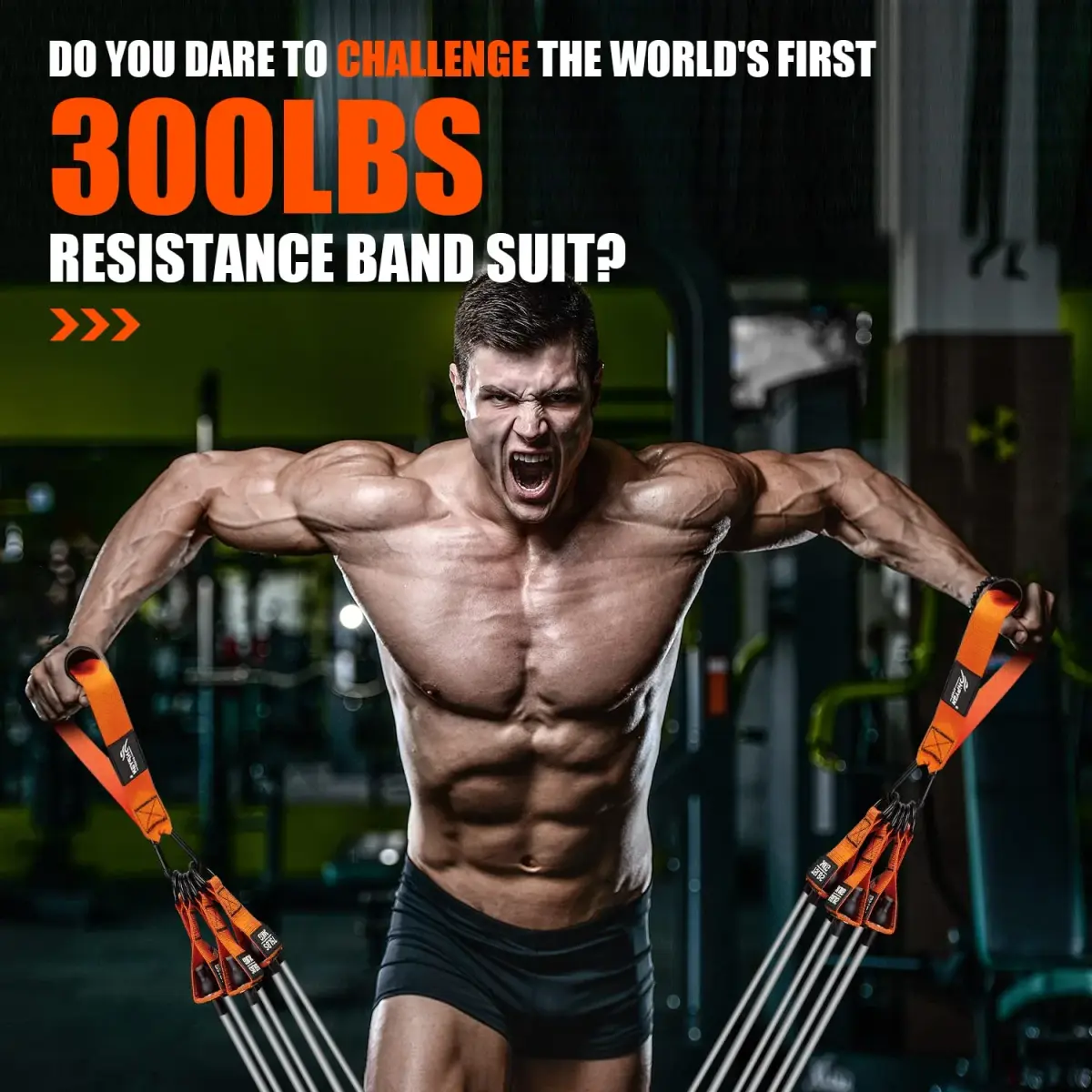 HPYGN Heavy Resistance Bands Set with Handles & Ankle Straps | 360LBS Max Resistance, 6 Levels, Orange - view 2