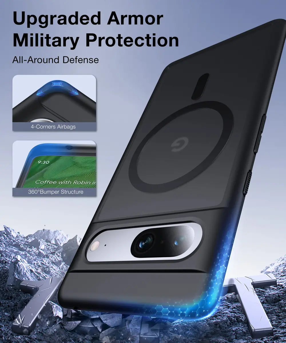 FNDMIL Magnetic Case for Google Pixel 7 (6.3-inch) | Translucent Matte Black - view 5