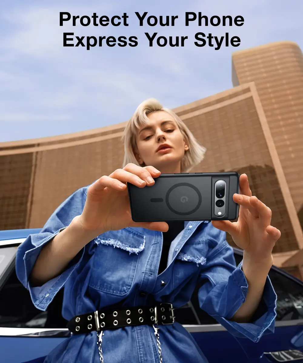FNDMIL Magnetic Case for Google Pixel 7 Pro with MagSafe | Matte Black Translucent Hard Back & Soft TPU Frame - view 8