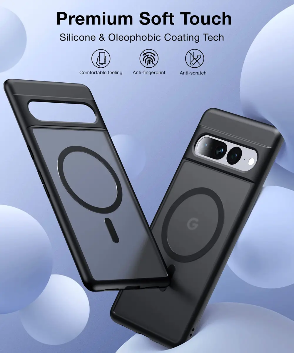 FNDMIL Magnetic Case for Google Pixel 7 Pro with MagSafe | Matte Black Translucent Hard Back & Soft TPU Frame - view 2