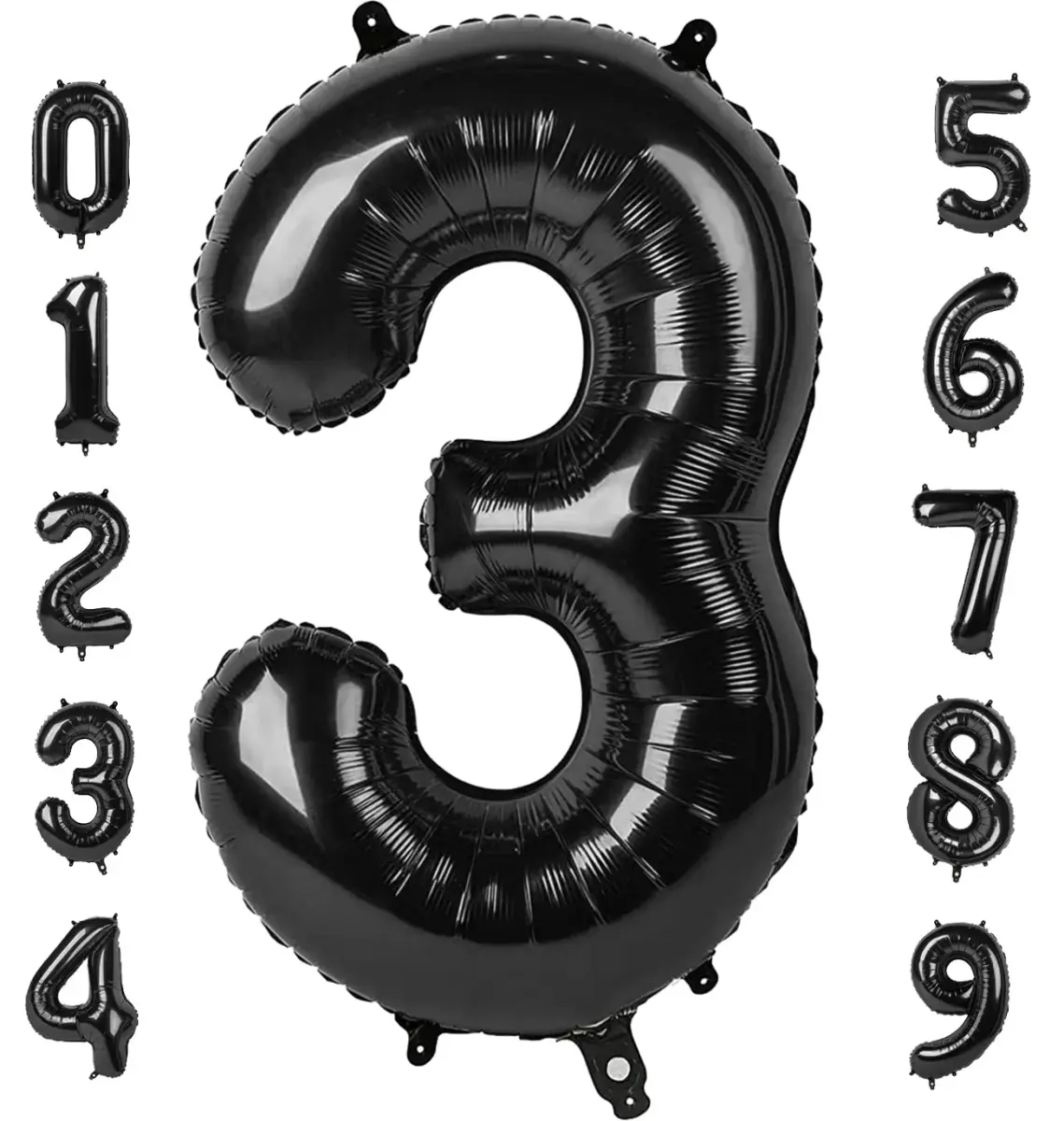 Mluchee Black Number 3 Balloon 40 Inch | Jumbo Foil Birthday Party Decoration - main product image